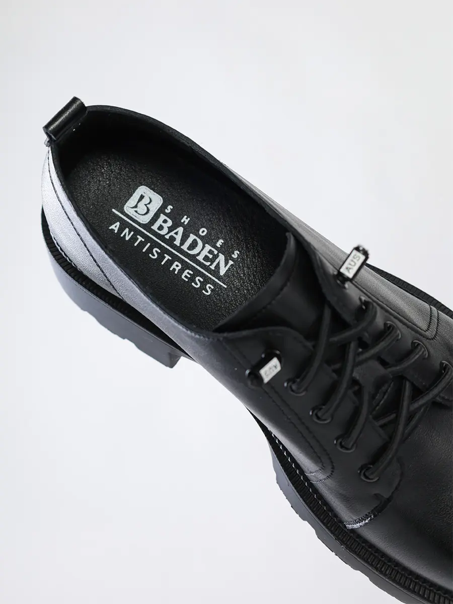 Туфли-дерби черного цвета с эластичной шнуровкой